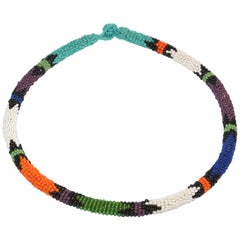 Retro African Urembo Beaded Necklace Choker by the Maasai Tribe Kenya