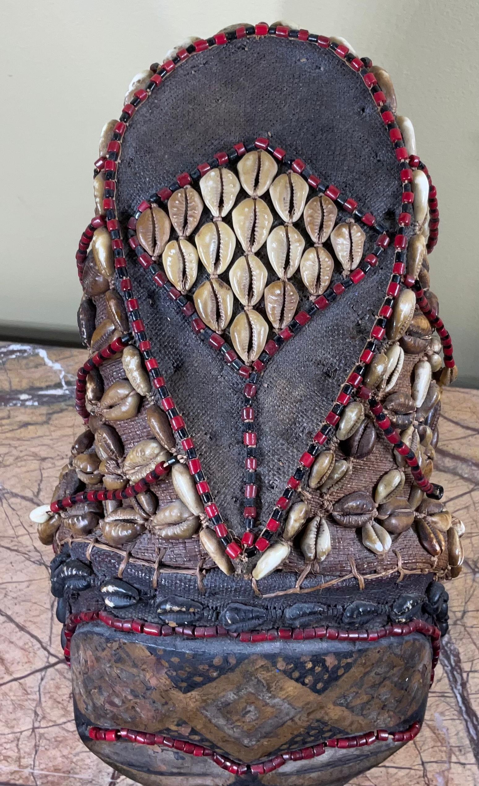 Vintage African Wood and Shell Mask 7