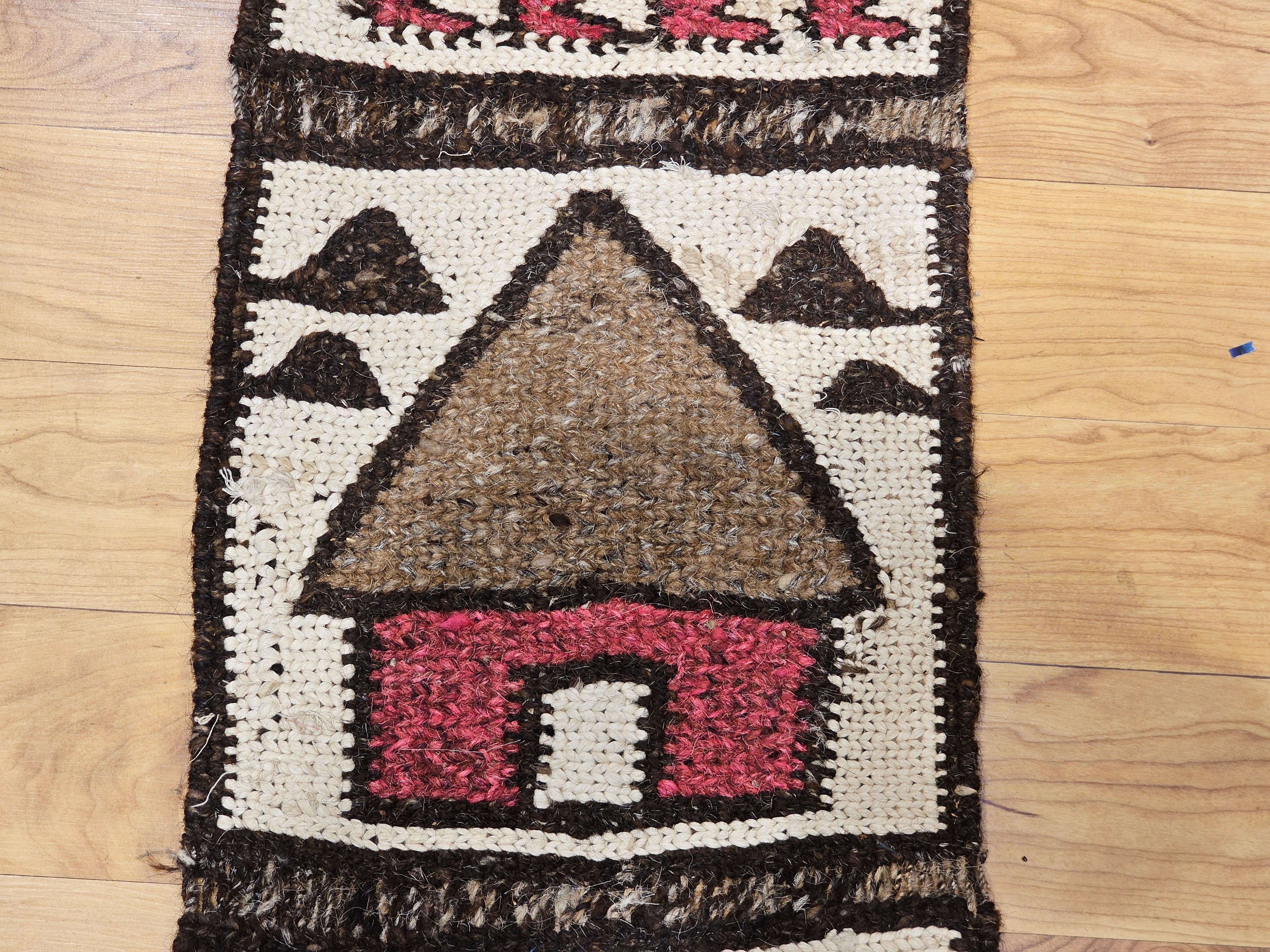 Vintage African Woven Table Runner or Wall Art in Cream, Red, Black, Brown For Sale 2