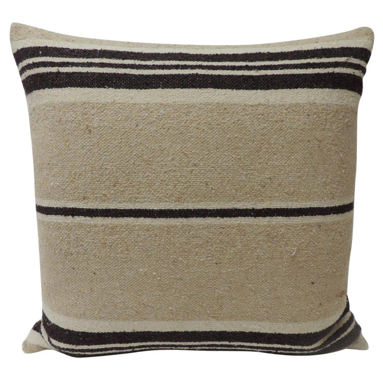 Vintage African Woven Tribal Artisanal Textile Decorative Square Pillow For Sale at 1stdibs