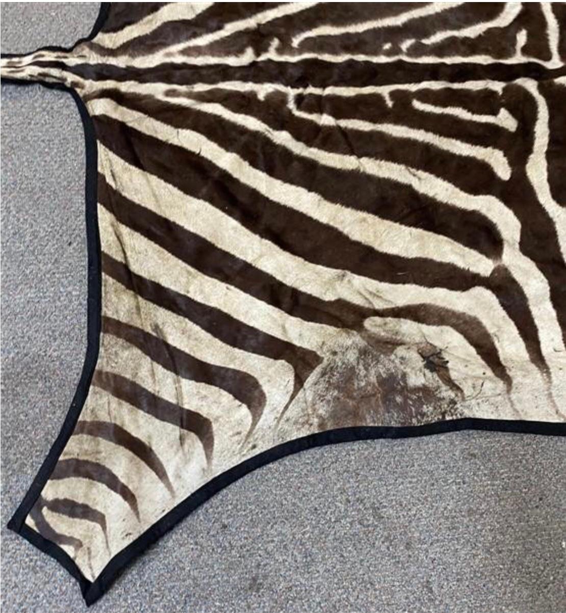 Beautiful real zebra hide rug. In vintage used condition. Great for any home. Awesome detail. A compliment to many rooms adding texture and sophistication in a Ralph Lauren safari inspired look.
