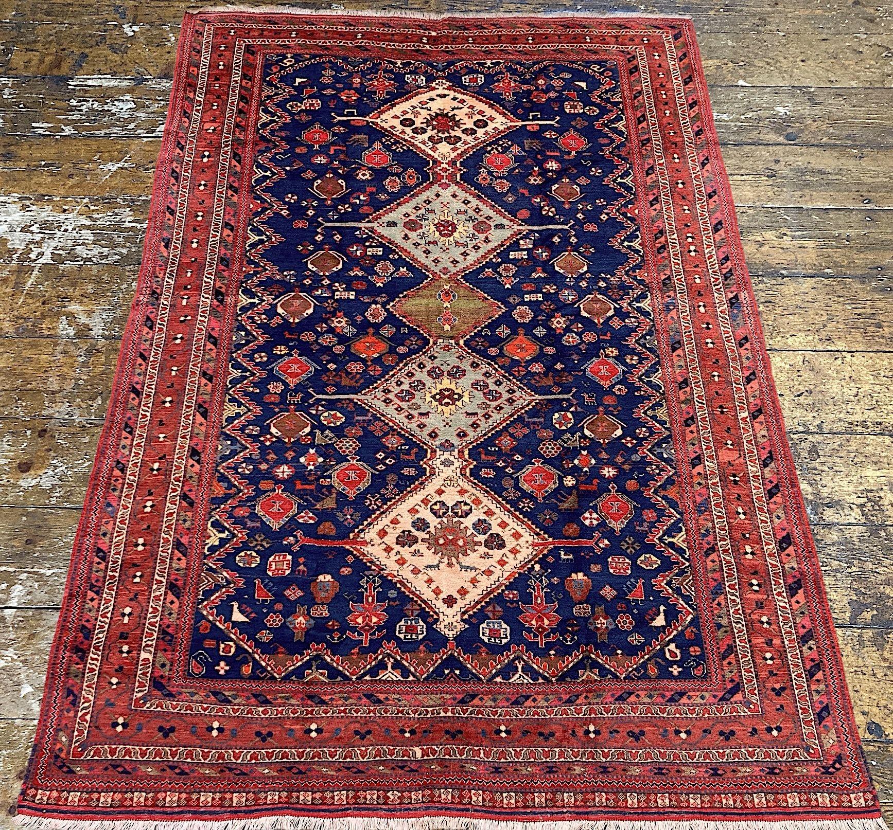 Mid-20th Century Vintage Afshar Carpet 2.92m x 2.03m For Sale