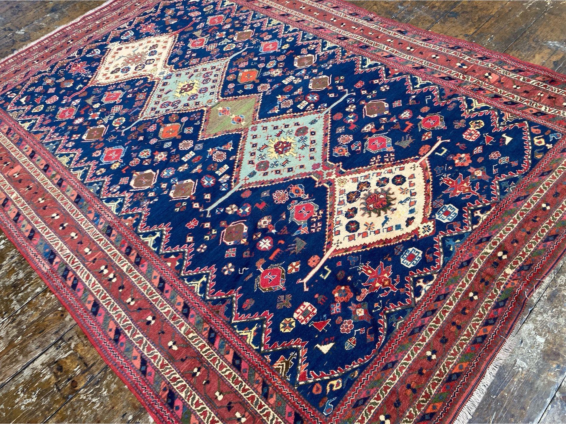 Vintage Afshar Carpet 2.92m x 2.03m For Sale 1