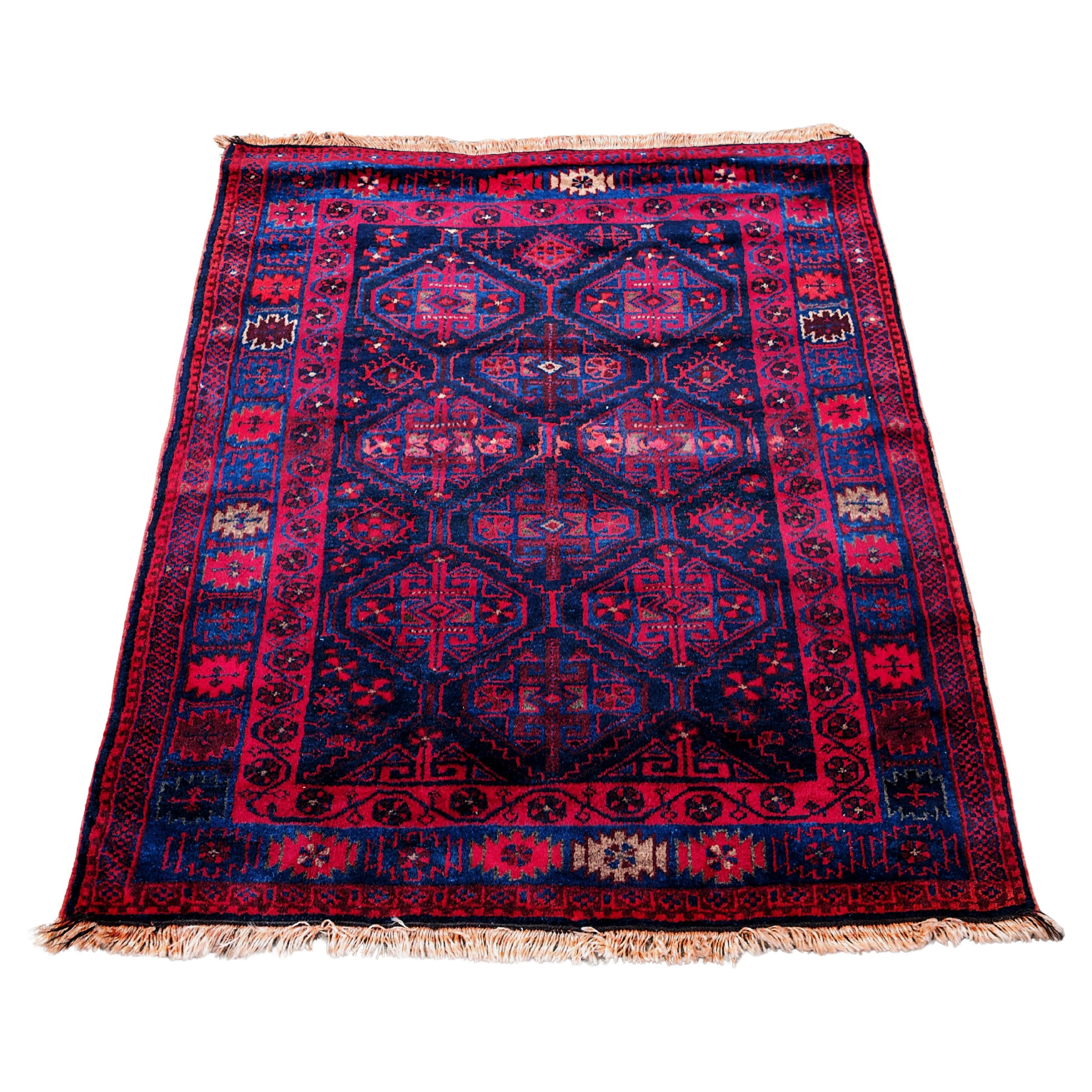 Vintage Afshar Rug, 100% natural dyed wool, 1950s