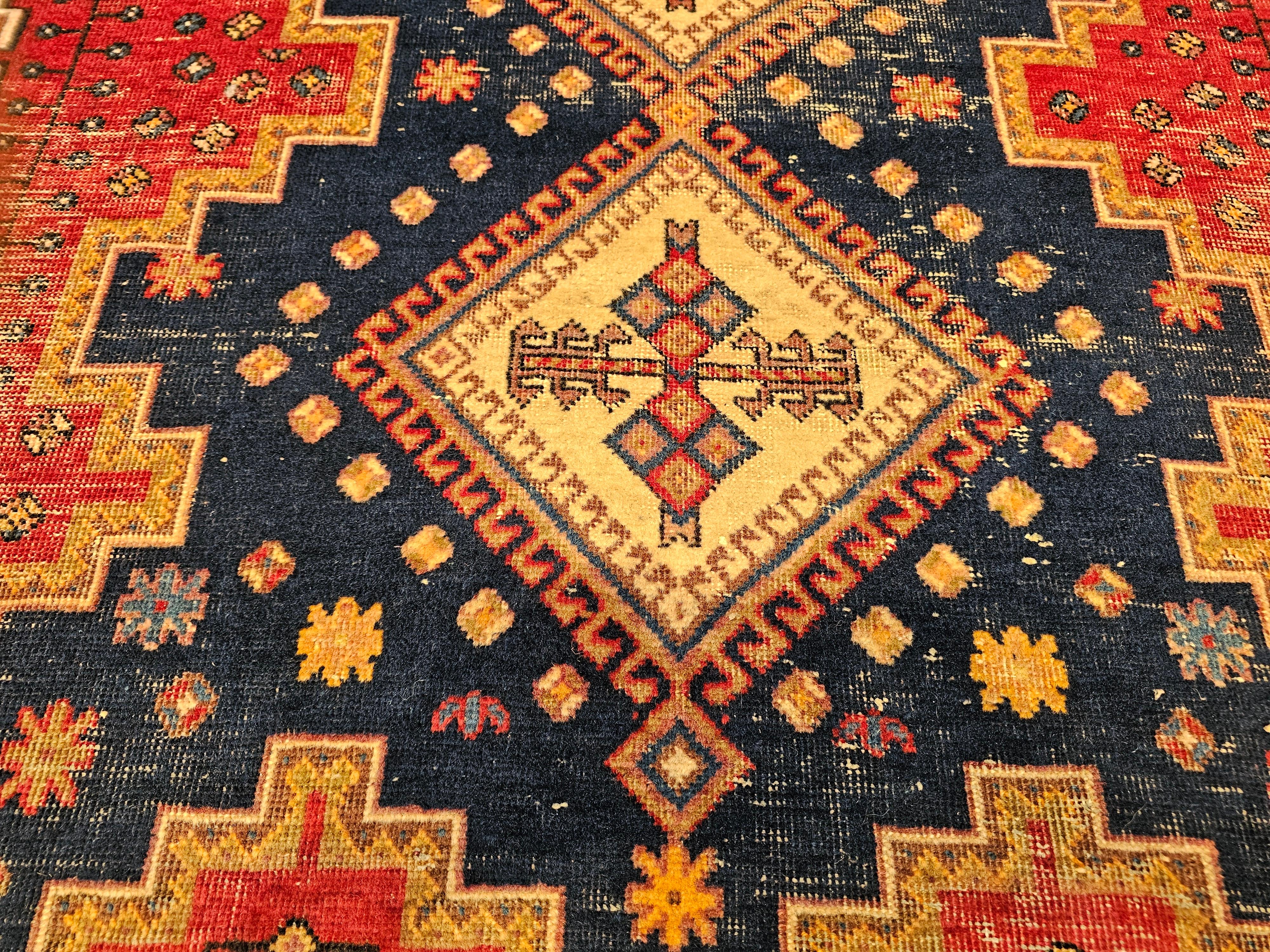 Afshar Stammeskunst-Teppich in geometrischem Muster, Vintage im Angebot 3
