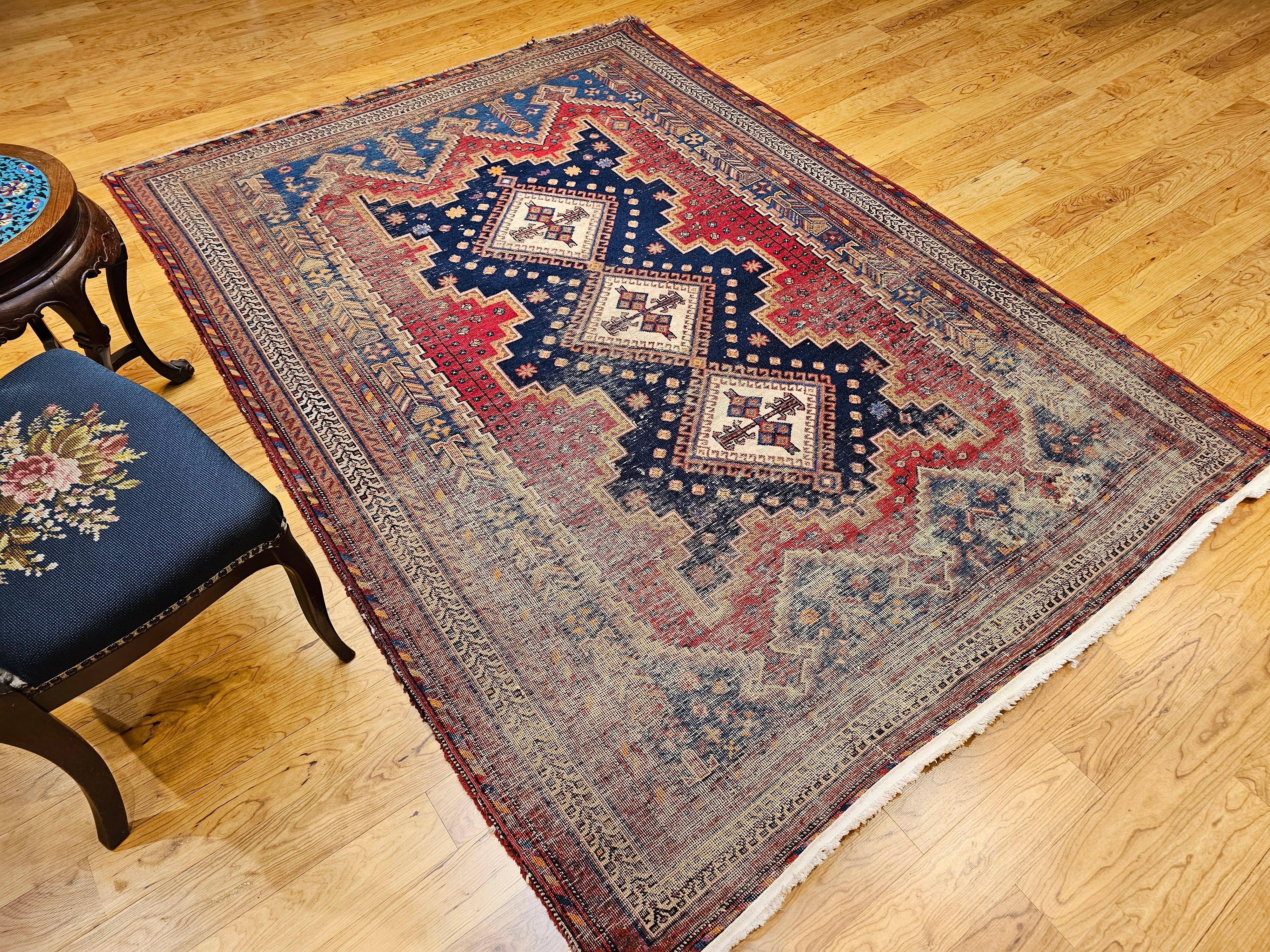 Afshar Stammeskunst-Teppich in geometrischem Muster, Vintage im Angebot 9