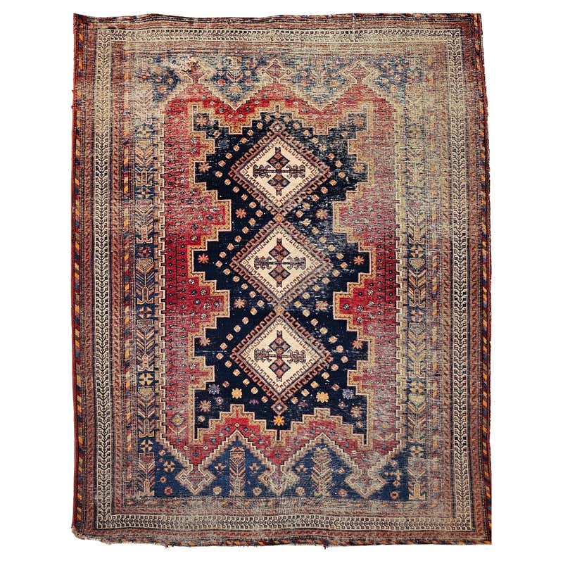 Vintage Persian Kurdish Tribal Area Rug/Wide Runner in Geometric ...