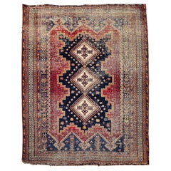 Antique Afshar Tribal Area Rug in Geometric Pattern
