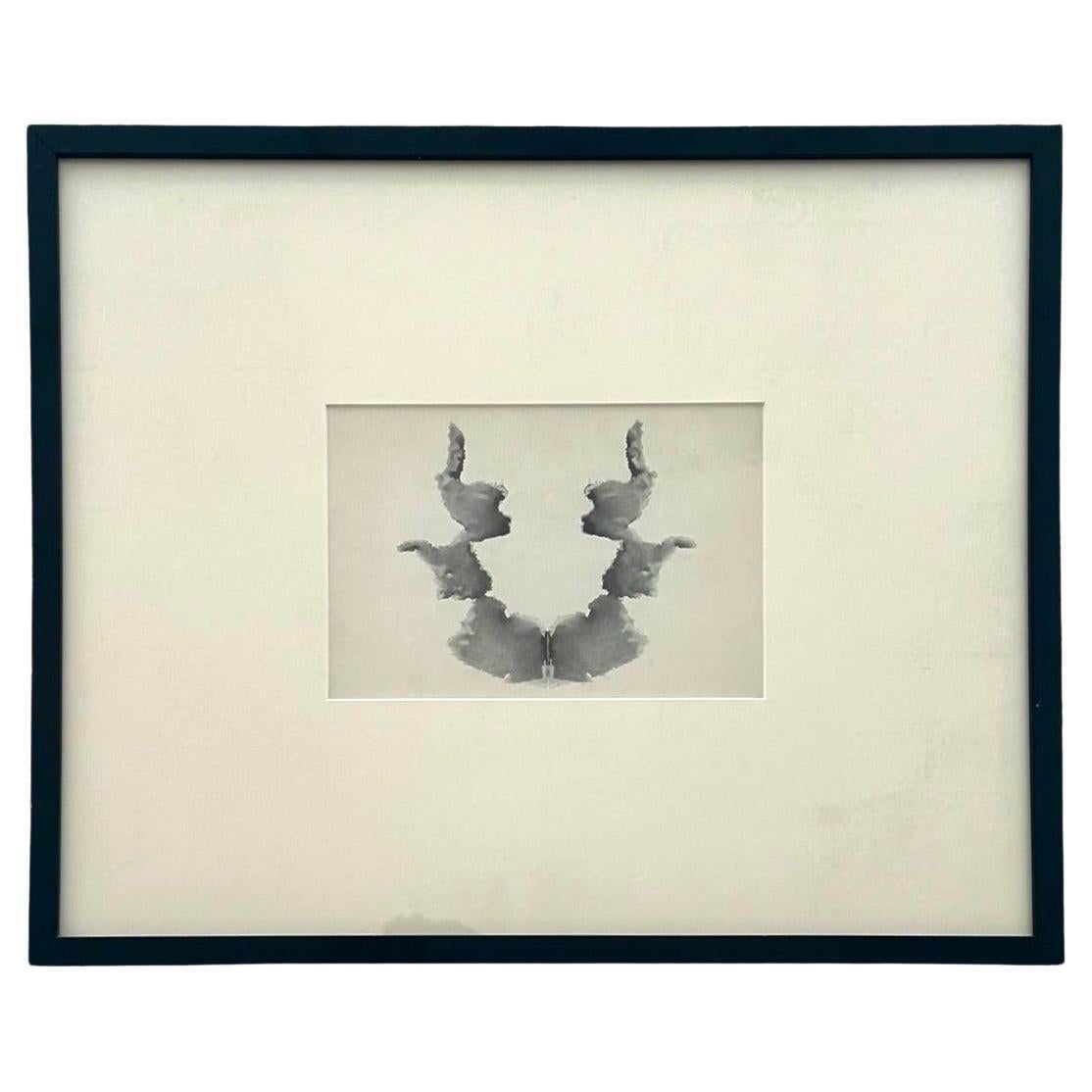 Vintage After Hermann Rorschach Swiss Framed Inkblot Card