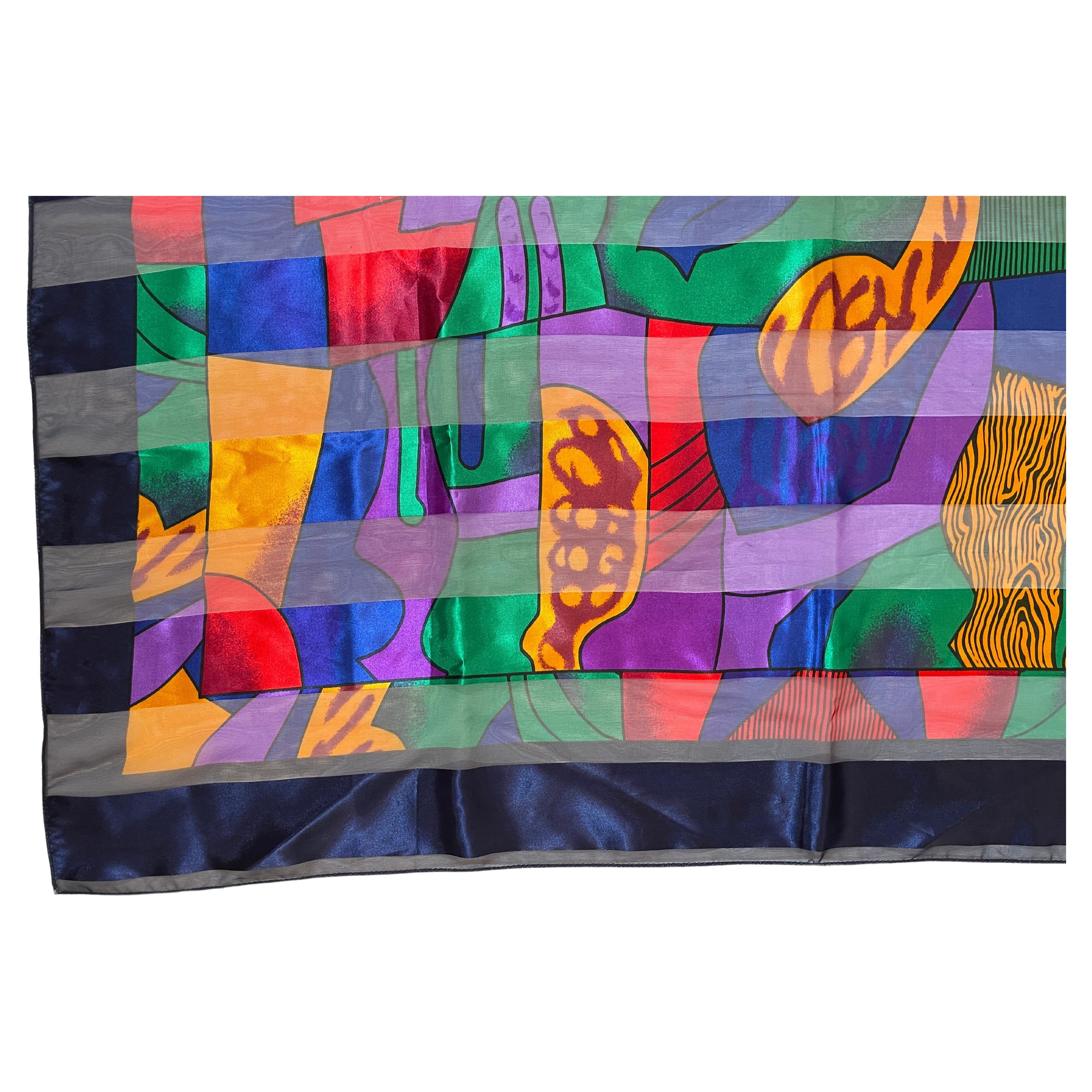 Vintage After Pablo Picasso Cubist Figural Scarf 1980s In Good Condition For Sale In North Hollywood, CA