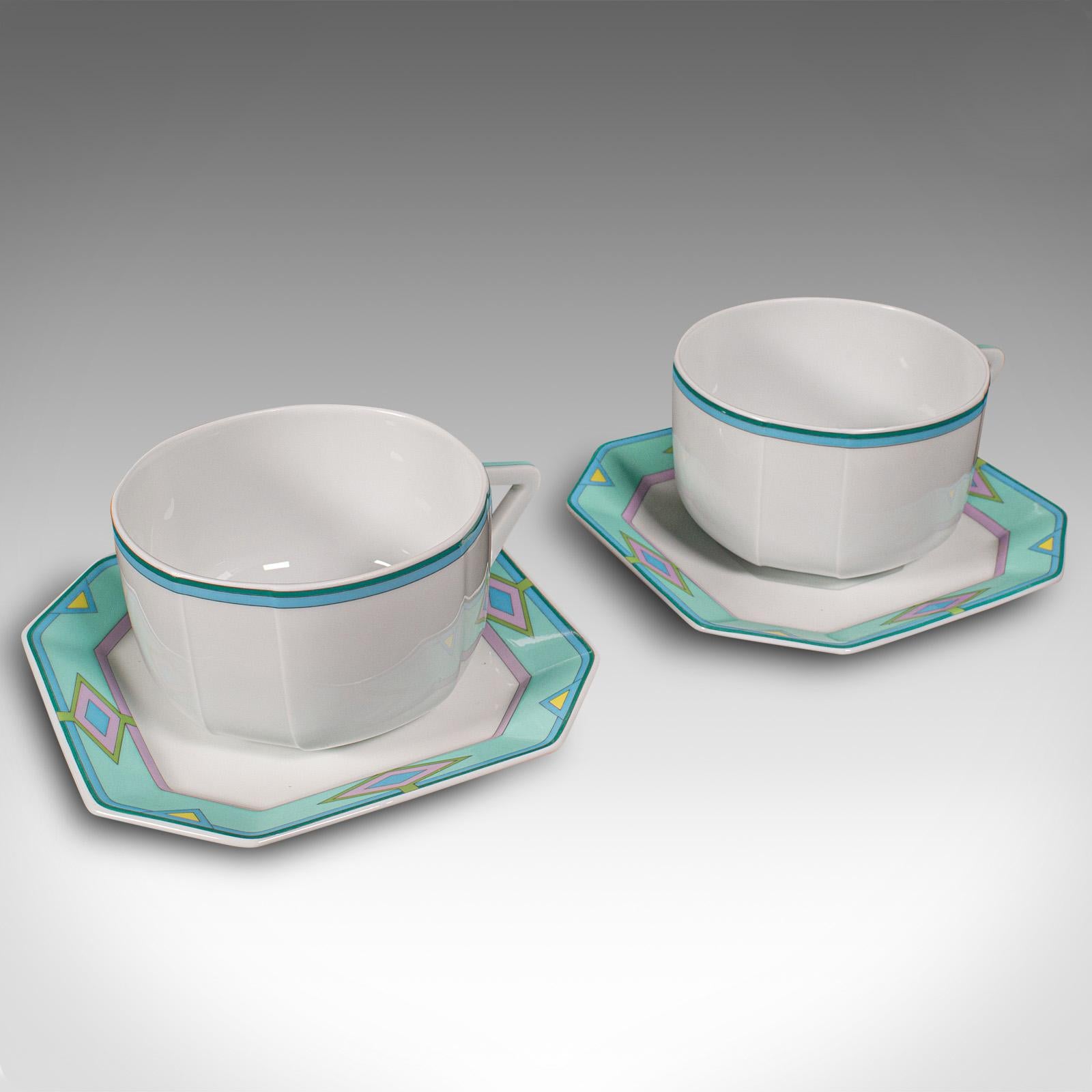 Late 20th Century Vintage Afternoon Tea Set, French, Ceramic, Serving Tray, Cups, Art Deco Taste For Sale