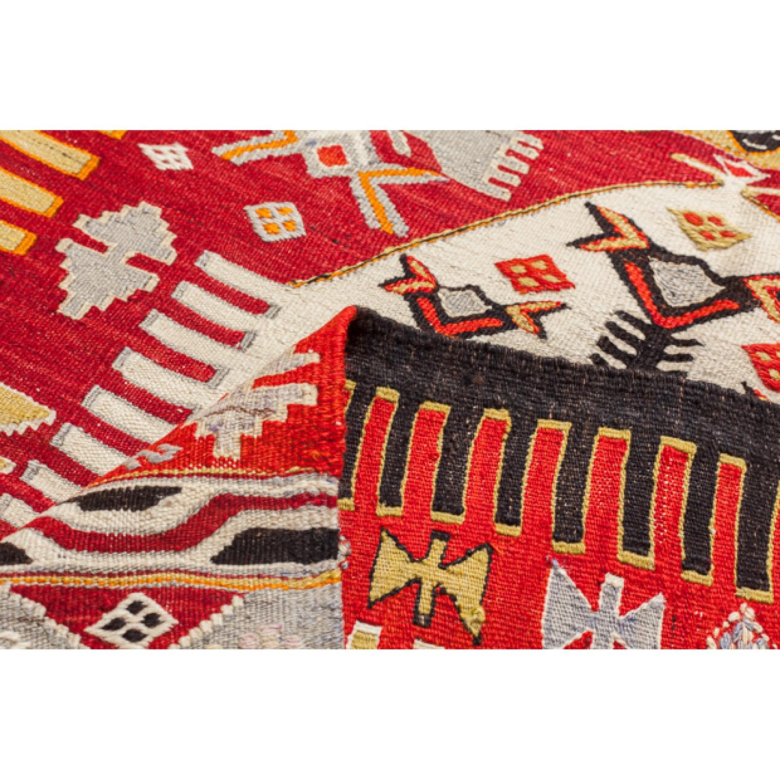 This is Western Anatolian Vintage Kilim from the Afyon region with a rare and beautiful color composition. 

This highly collectible antique kilim has a wonderful special color and texture that is typical of an old kilim in good condition. It is a