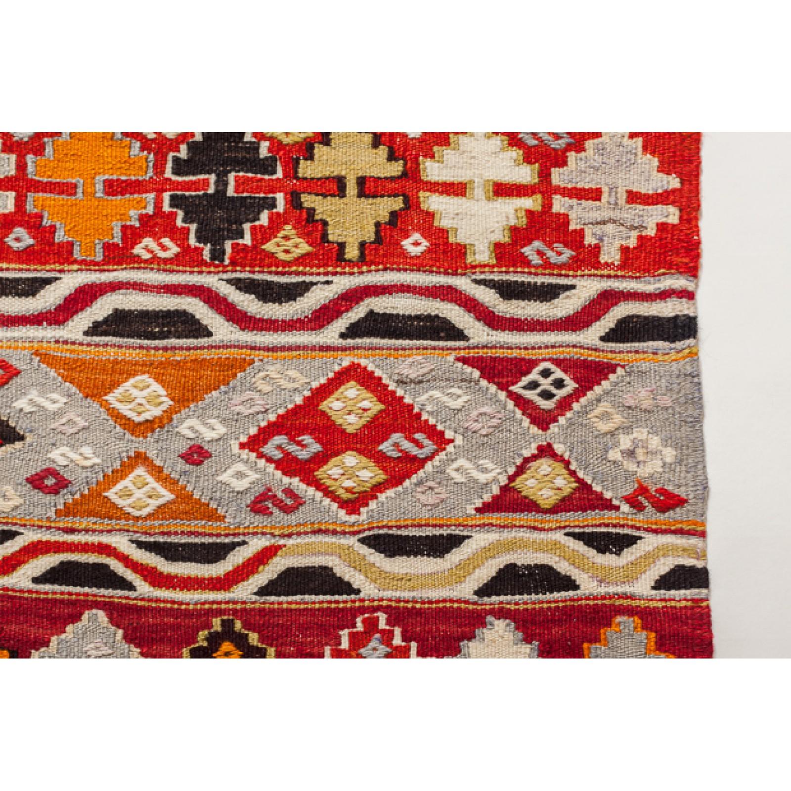 Vintage Afyon Kilim Western Anatolian Rug Old Turkish Carpet In Good Condition For Sale In Tokyo, JP