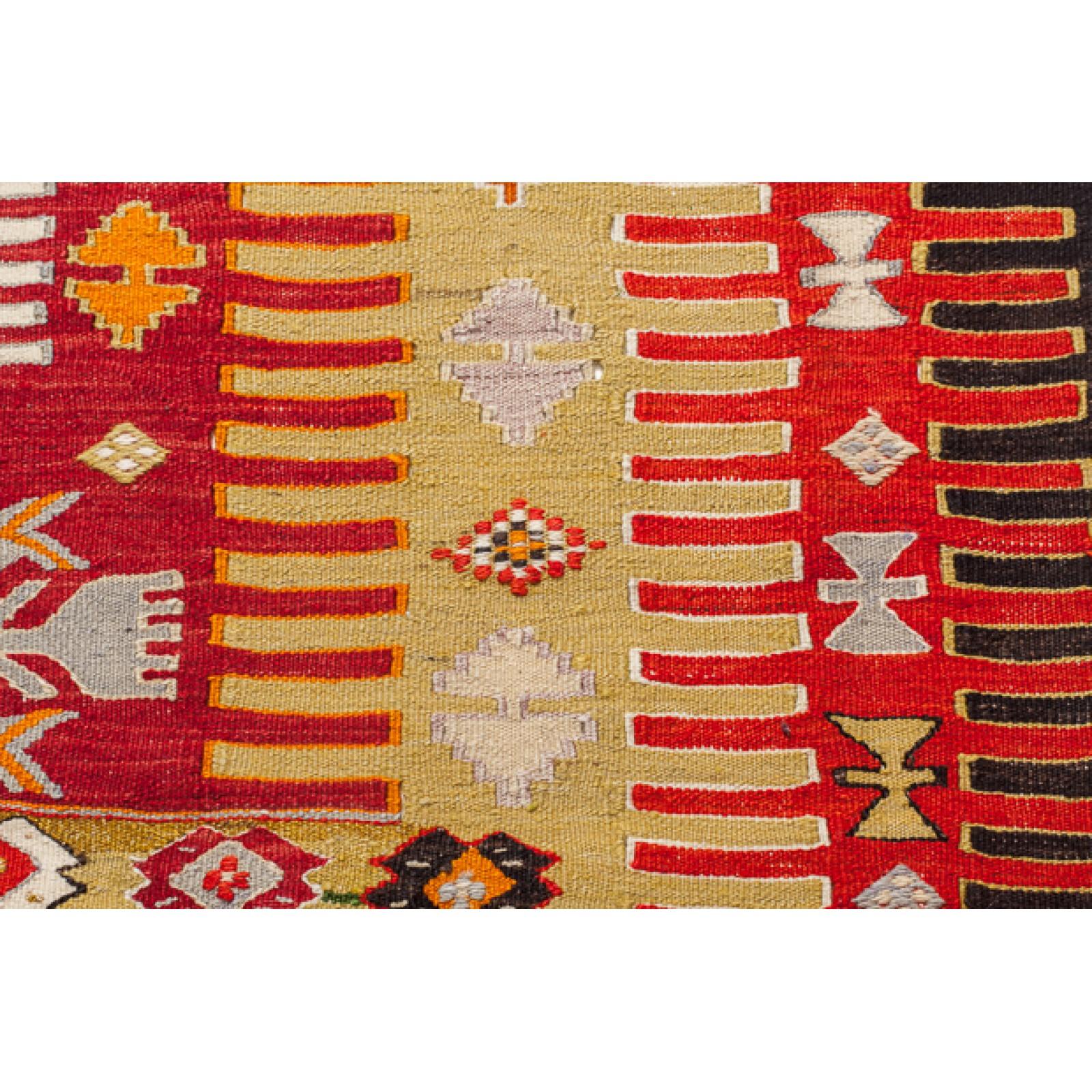20th Century Vintage Afyon Kilim Western Anatolian Rug Old Turkish Carpet For Sale