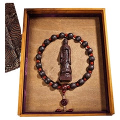 Vintage Agarwood Bracelet with Buddha Pendant–Handcrafted Spiritual Jewelry