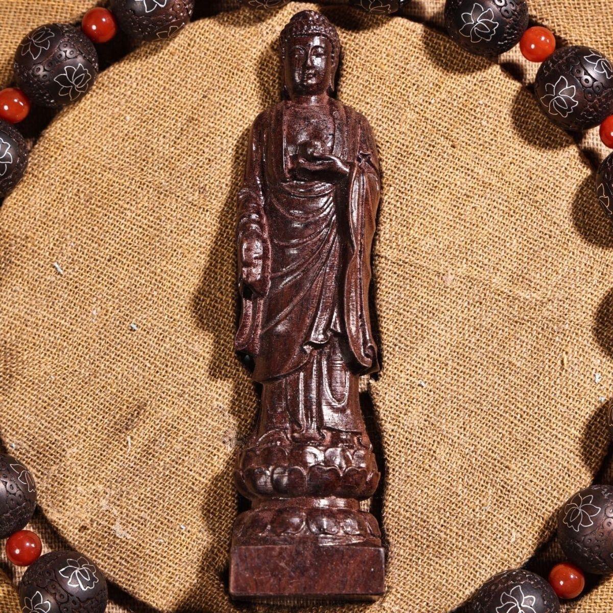Vintage Agarwood Armband mit Buddha-Anhänger-Handcrafted spirituellen Schmuck im Zustand „Gut“ in 景德镇市, CN