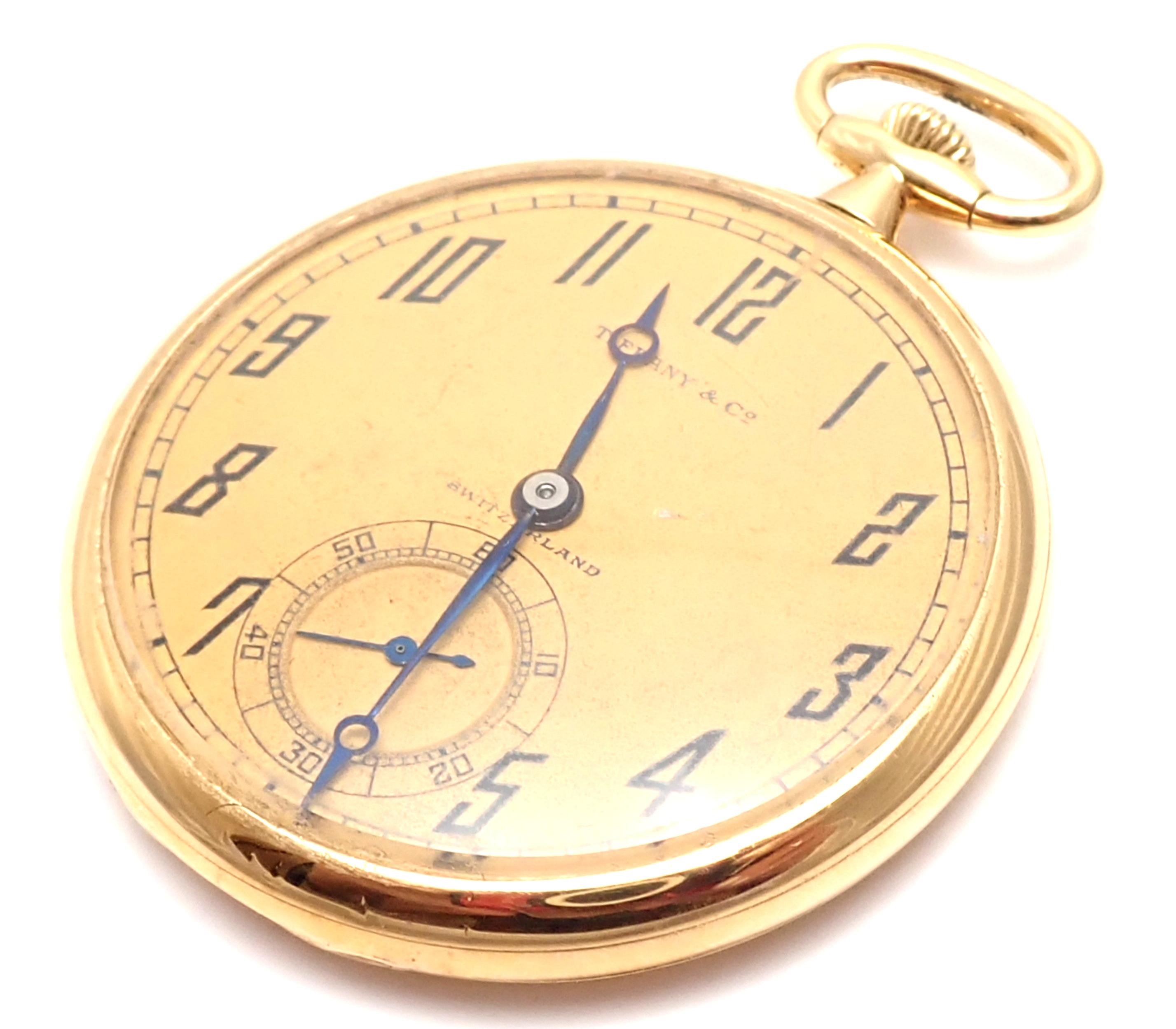 Vintage Agassiz W & Co Made for Tiffany & Co Yellow Gold Pocket Watch 3
