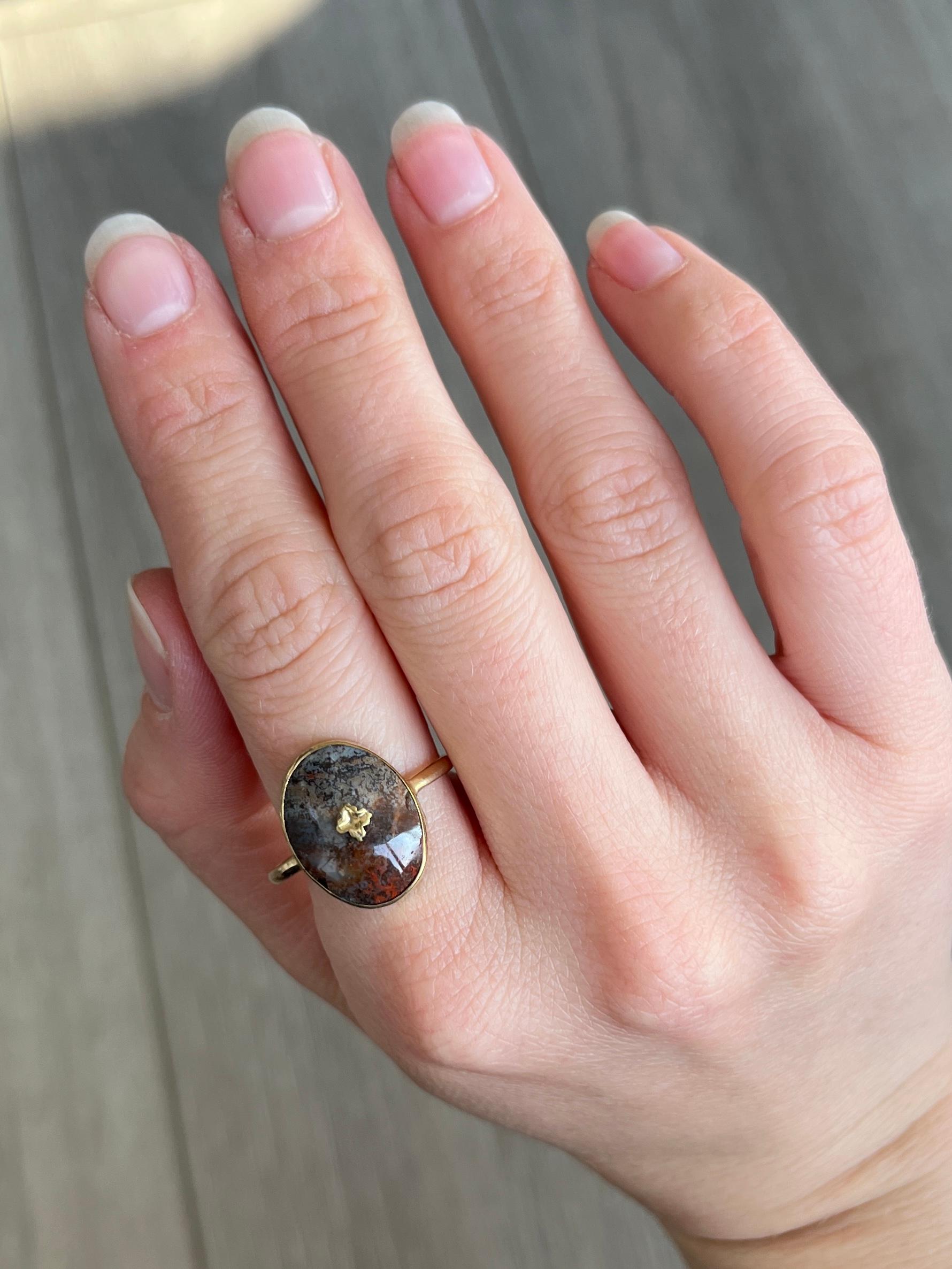 Edwardian Vintage Agate and 9 Carat Gold Ring For Sale
