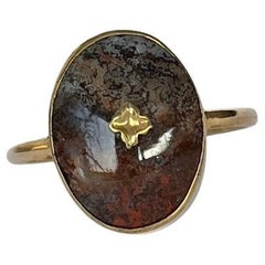 Anillo vintage de ágata y oro de 9 quilates