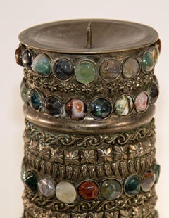 Vintage Achat Intarsien Juwelen marokkanischen Silber Kerzenständer