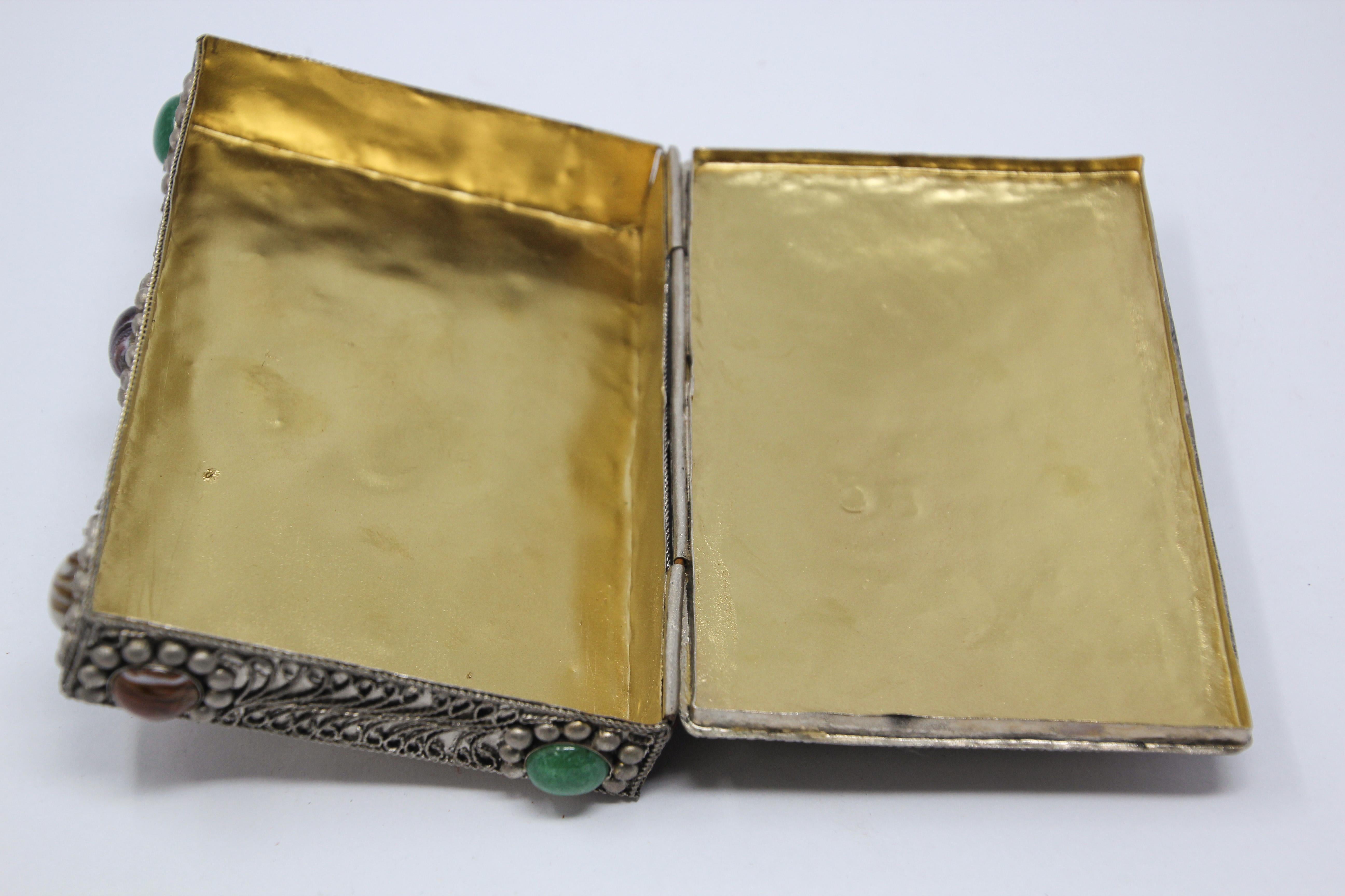 Vintage Agate Inlaid Moorish Jewelry Box 7