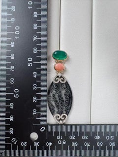 Vintage Green Crysophrase Diamond Earrings in 14 Karat Yellow Gold