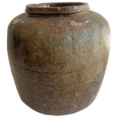 Vintage Aged Glazed Brown and Khaki Pottery