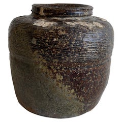 Vintage Aged Olive Green Glazed Pottery