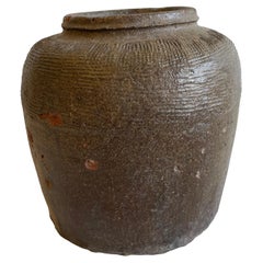 Vintage Aged Olive Green Glazed Pottery