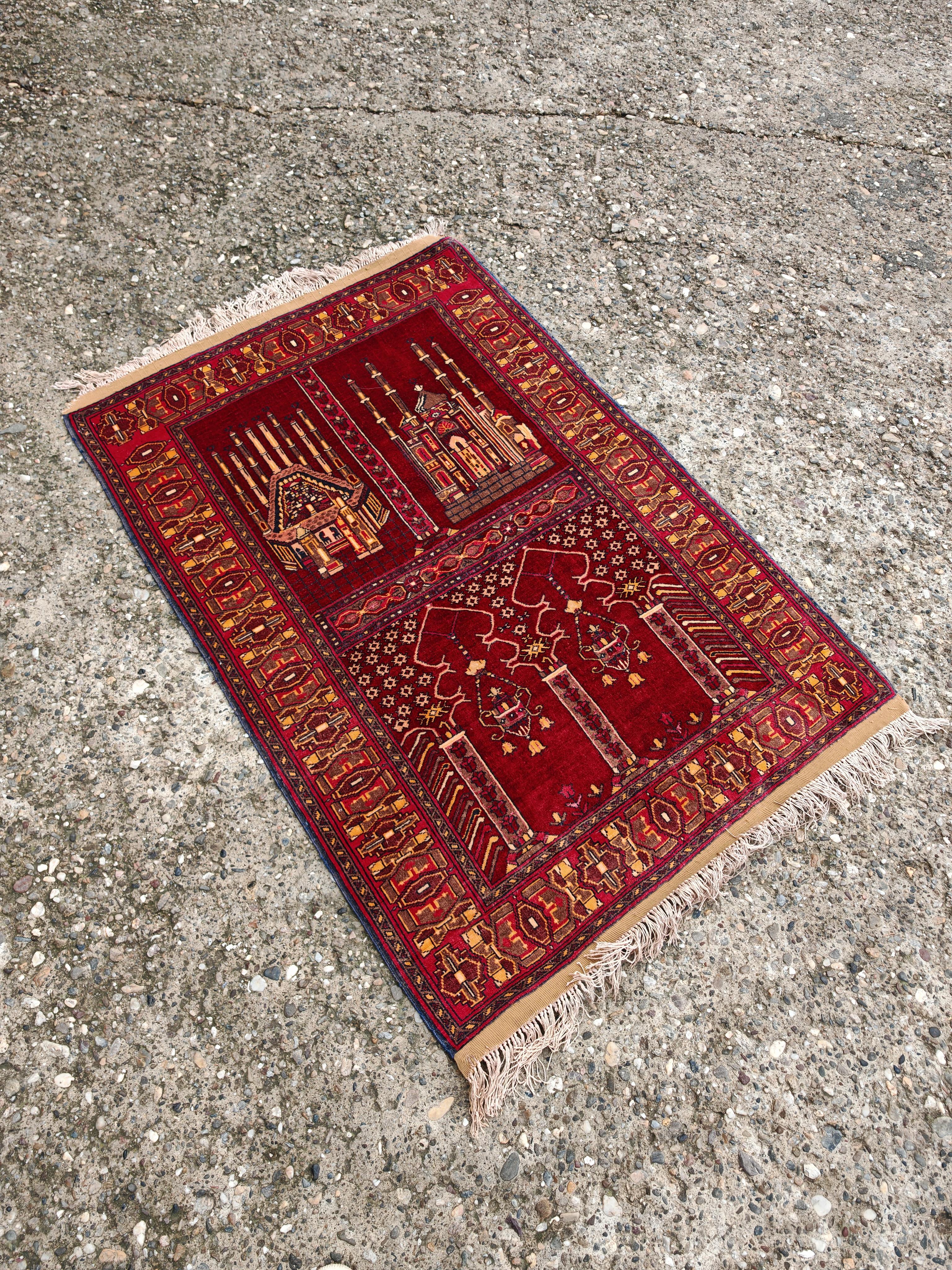 Vintage By Knots Rugs avec motifs islamiques, noué à la main en Afghanistan en vente 5