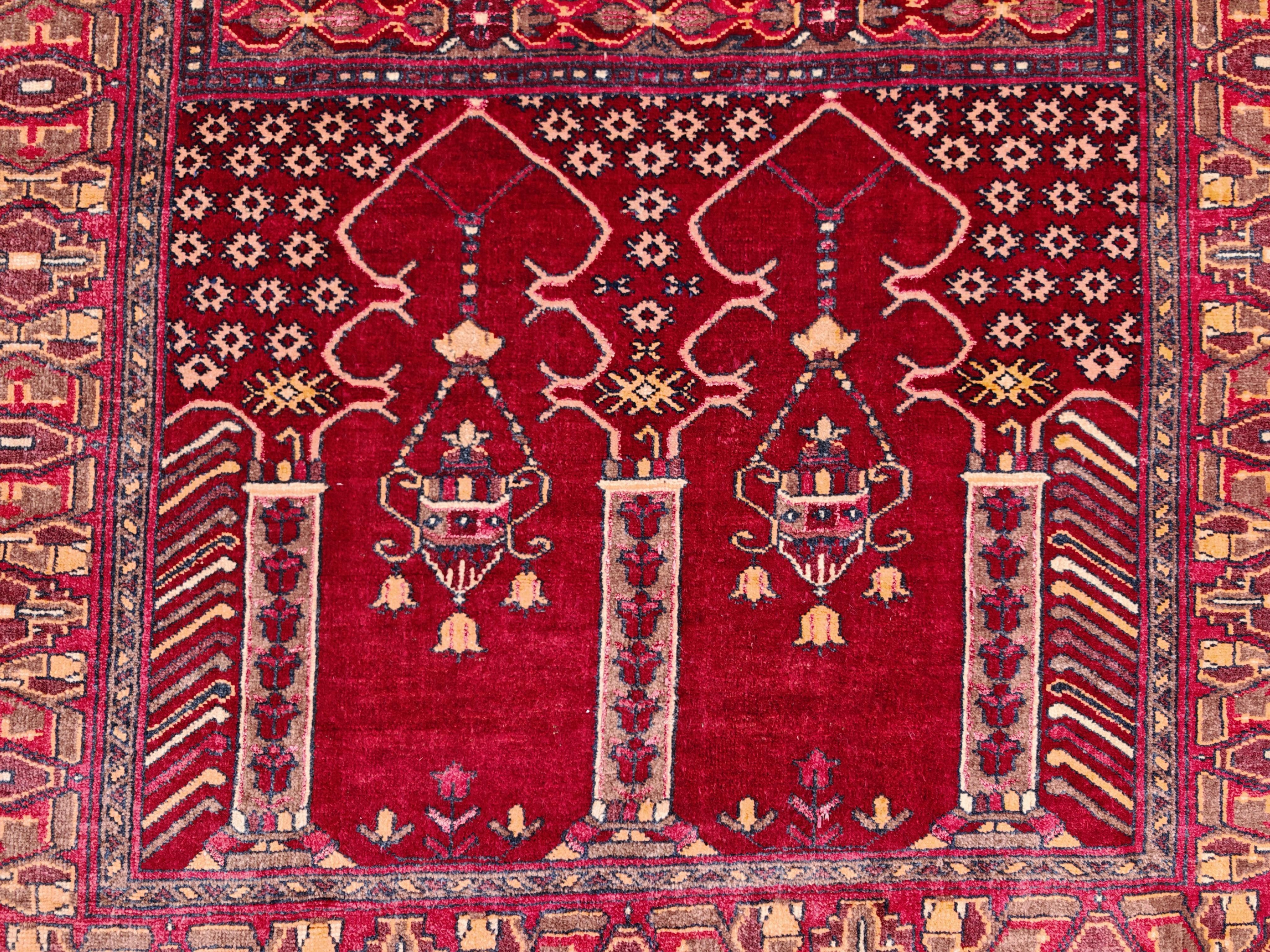 Vintage By Knots Rugs avec motifs islamiques, noué à la main en Afghanistan Bon état - En vente à Beograd, RS