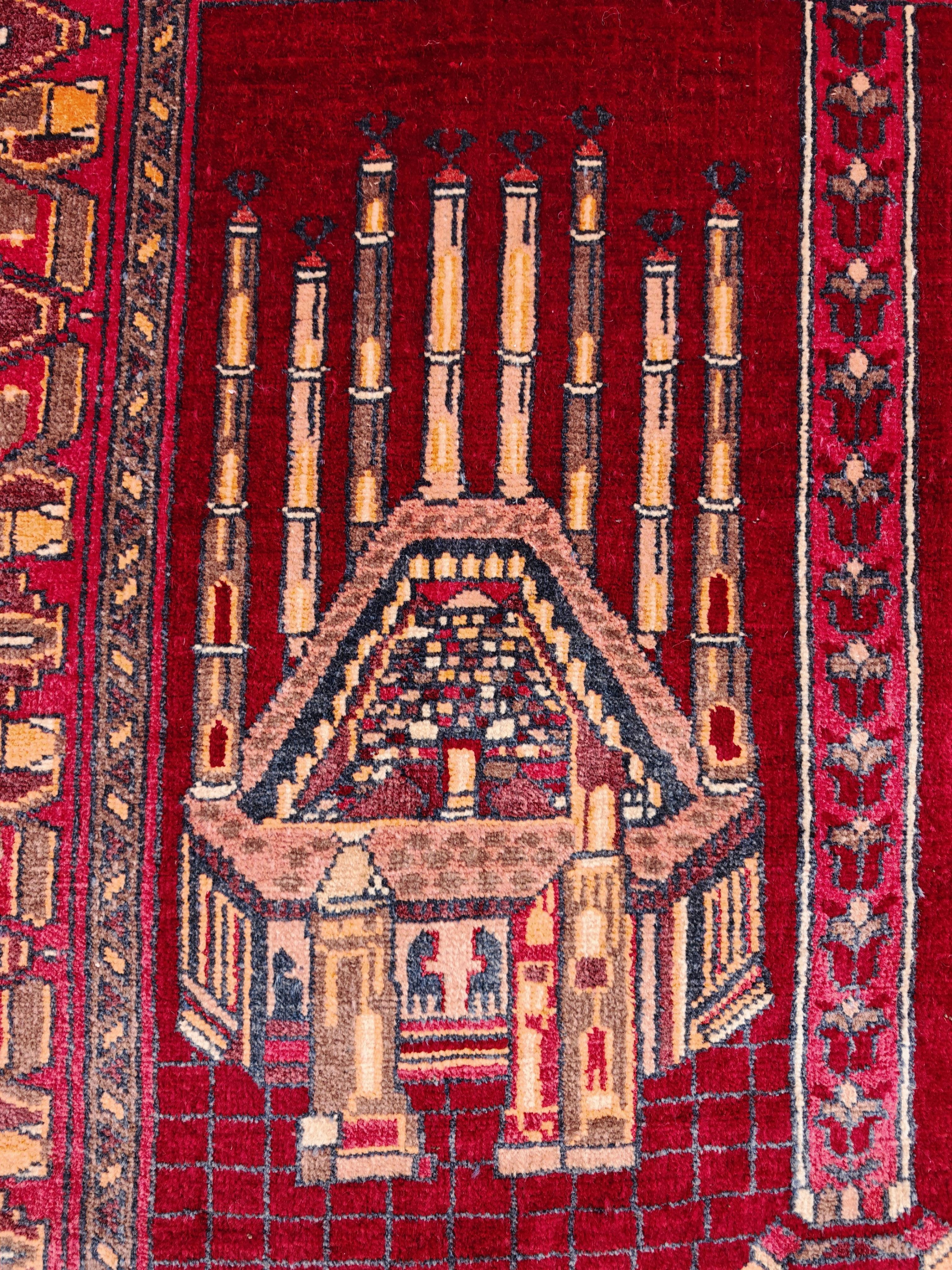 Vintage By Knots Rugs avec motifs islamiques, noué à la main en Afghanistan en vente 2