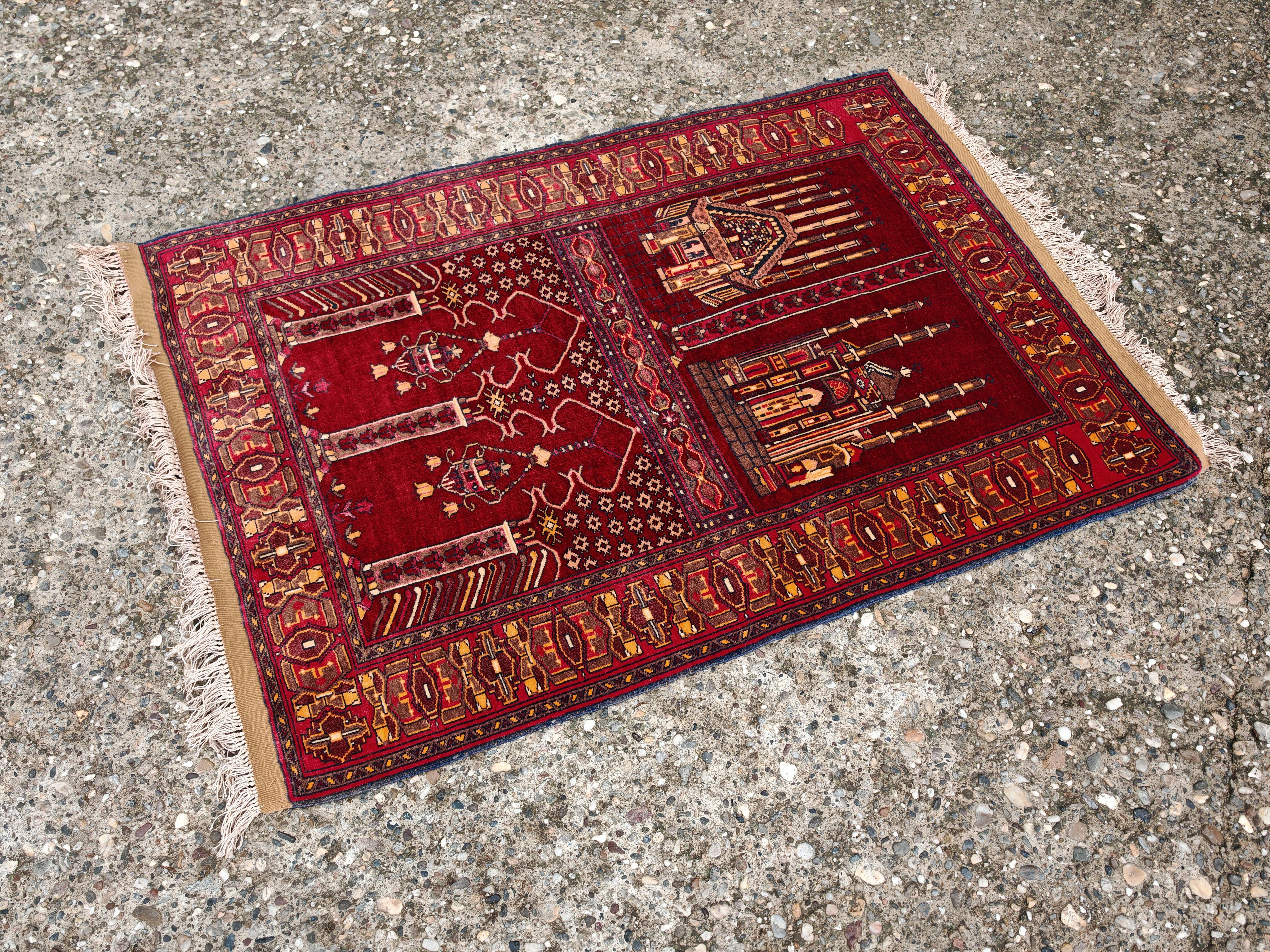 Vintage By Knots Rugs avec motifs islamiques, noué à la main en Afghanistan en vente 3