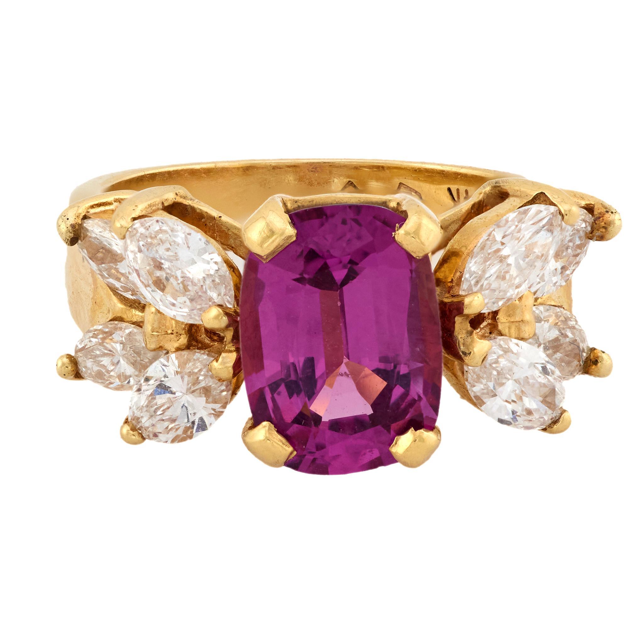 Vintage AGL 2 Karat Granat-Diamant 14k Gelbgold-Cocktailring (Zeitgenössisch) im Angebot