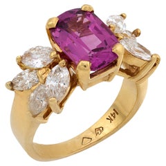 Vintage AGL 2 Karat Granat-Diamant 14k Gelbgold-Cocktailring