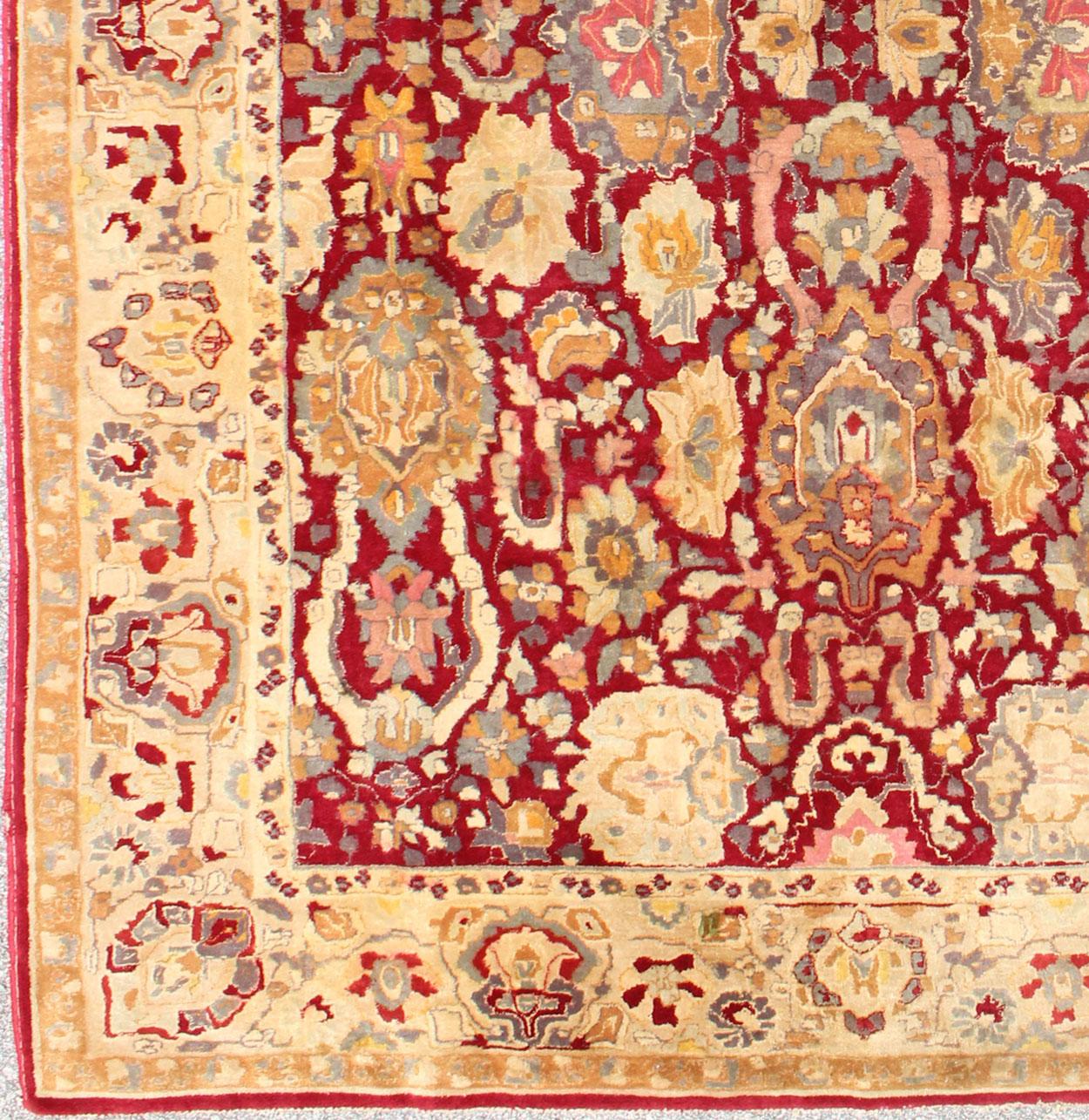 Bauhaus-Teppich, inspiriert von der Agra-Tradition des 18. Jahrhunderts    6'7 x 9'5 (Wolle) im Angebot