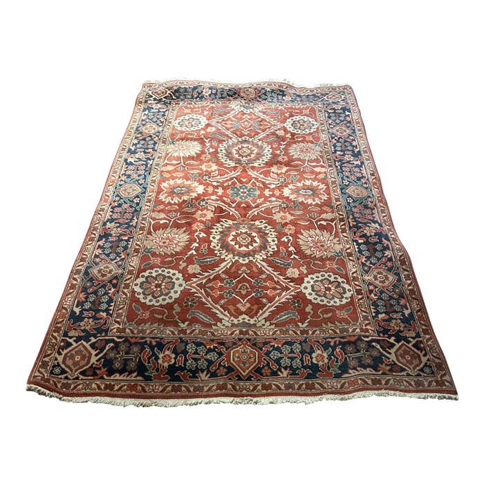 Vintage Agra Pure Wool Hand Knotted Rug In Rust Hues And Warm Tones For ...