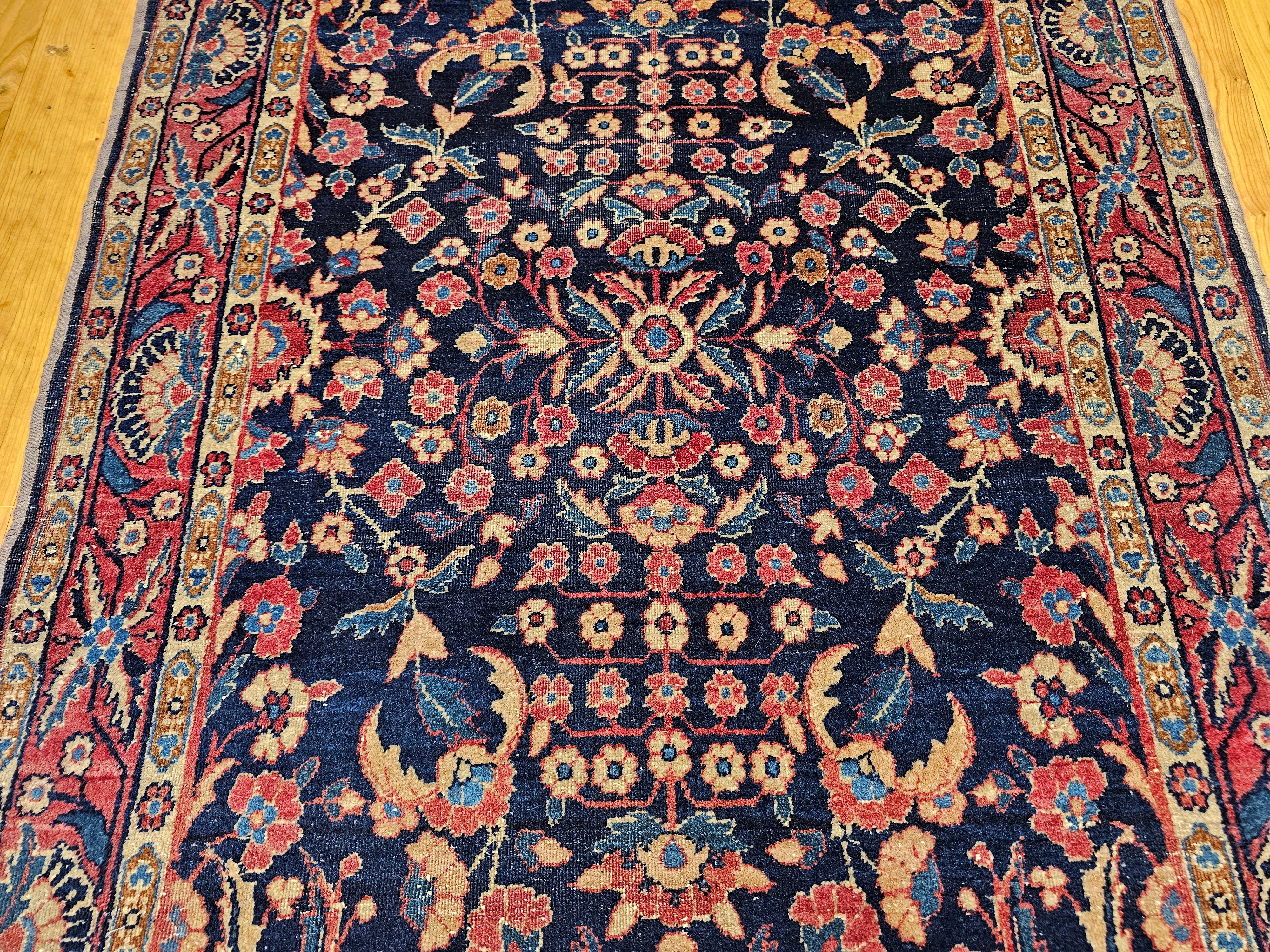 Annodato a mano Tappeto Vintage Agra con motivo floreale alllover in vendita