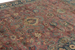 Vintage Agra Rug in Red and Teal Blue with Floral Patterns  Rug & Kilim