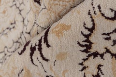 Vintage Agra Rug Sand and Taupe Ground with Curvilinear Floral Medallion