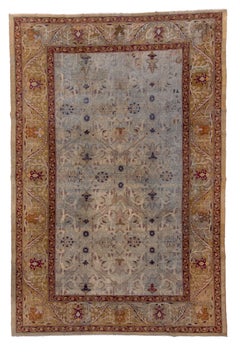 Tapis vintage d'Agra avec champ de couleur Light et bordure rouille