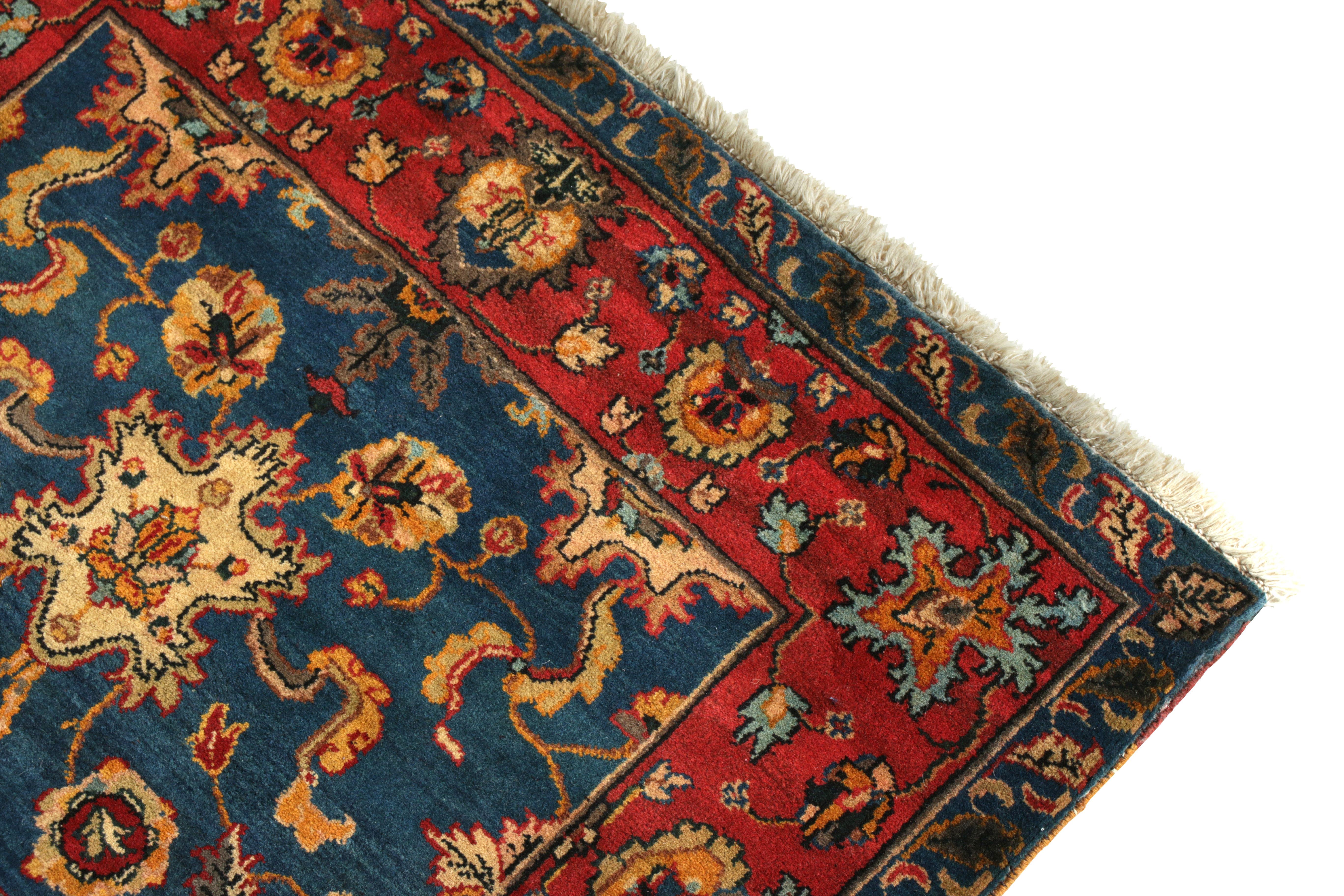 Indian Rug & Kilim's Vintage Agra Style Runner in Transitional All-Over Floral Pattern