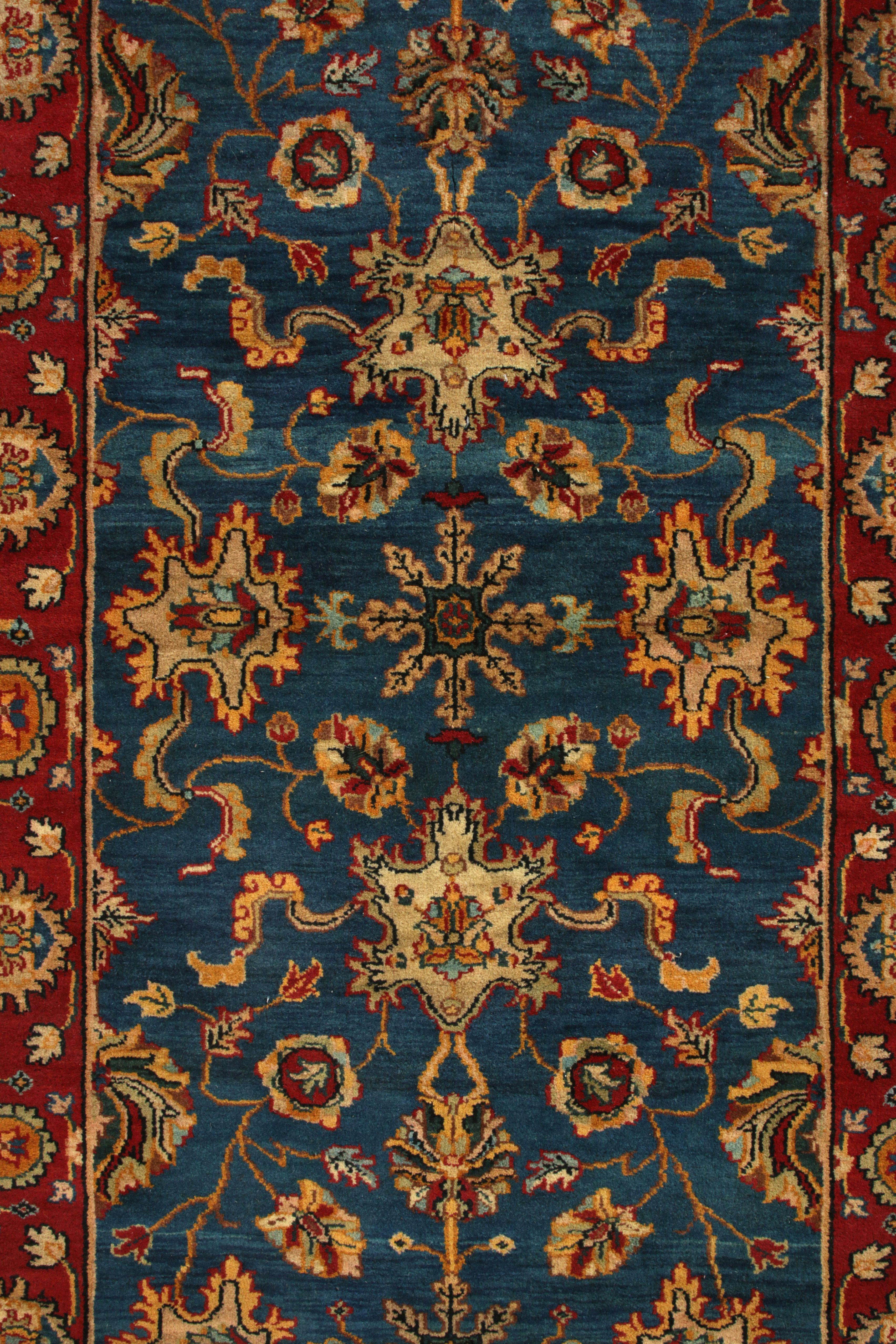 Hand-Knotted Rug & Kilim's Vintage Agra Style Runner in Transitional All-Over Floral Pattern
