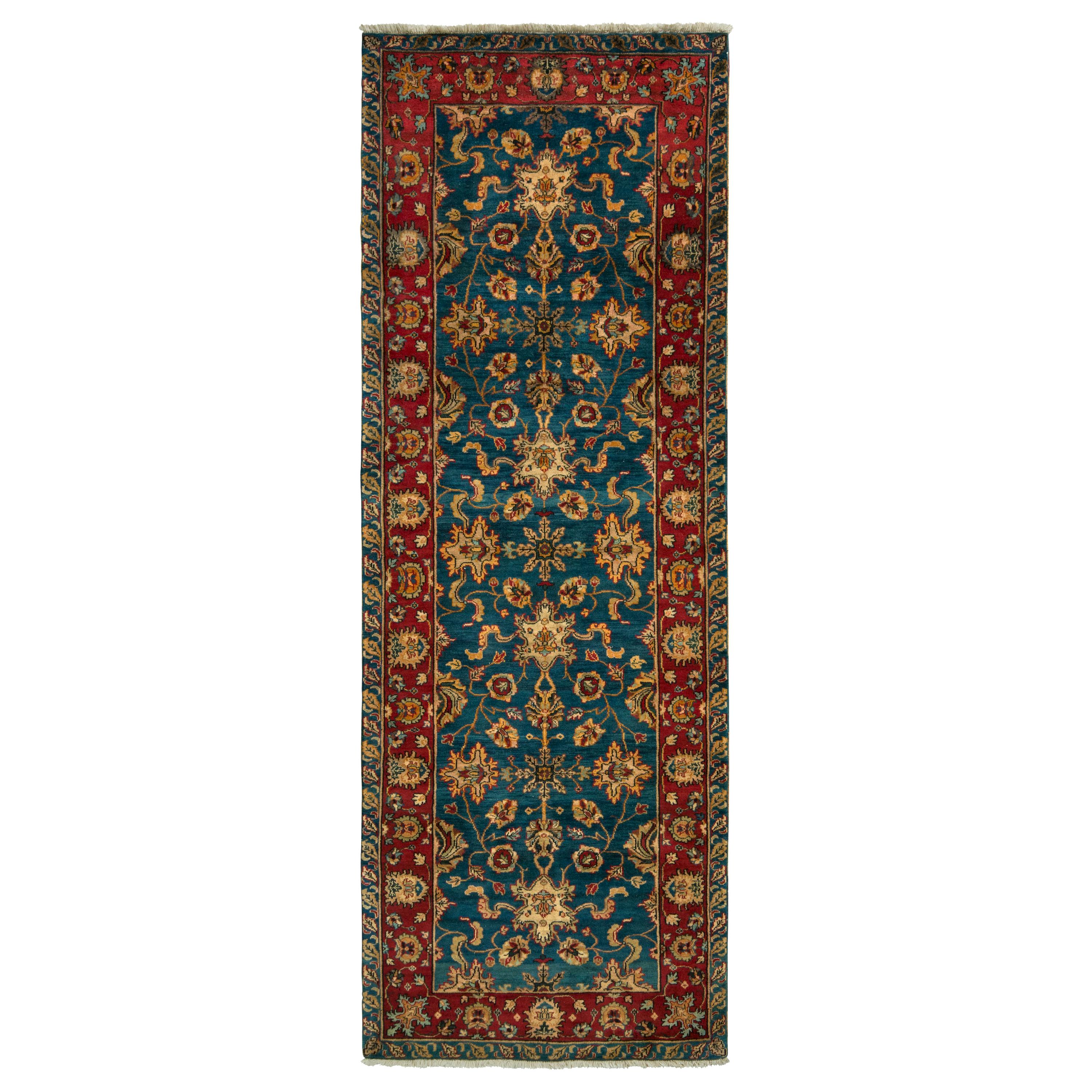 Rug & Kilim's Vintage Agra Style Runner in Transitional All-Over Floral Pattern