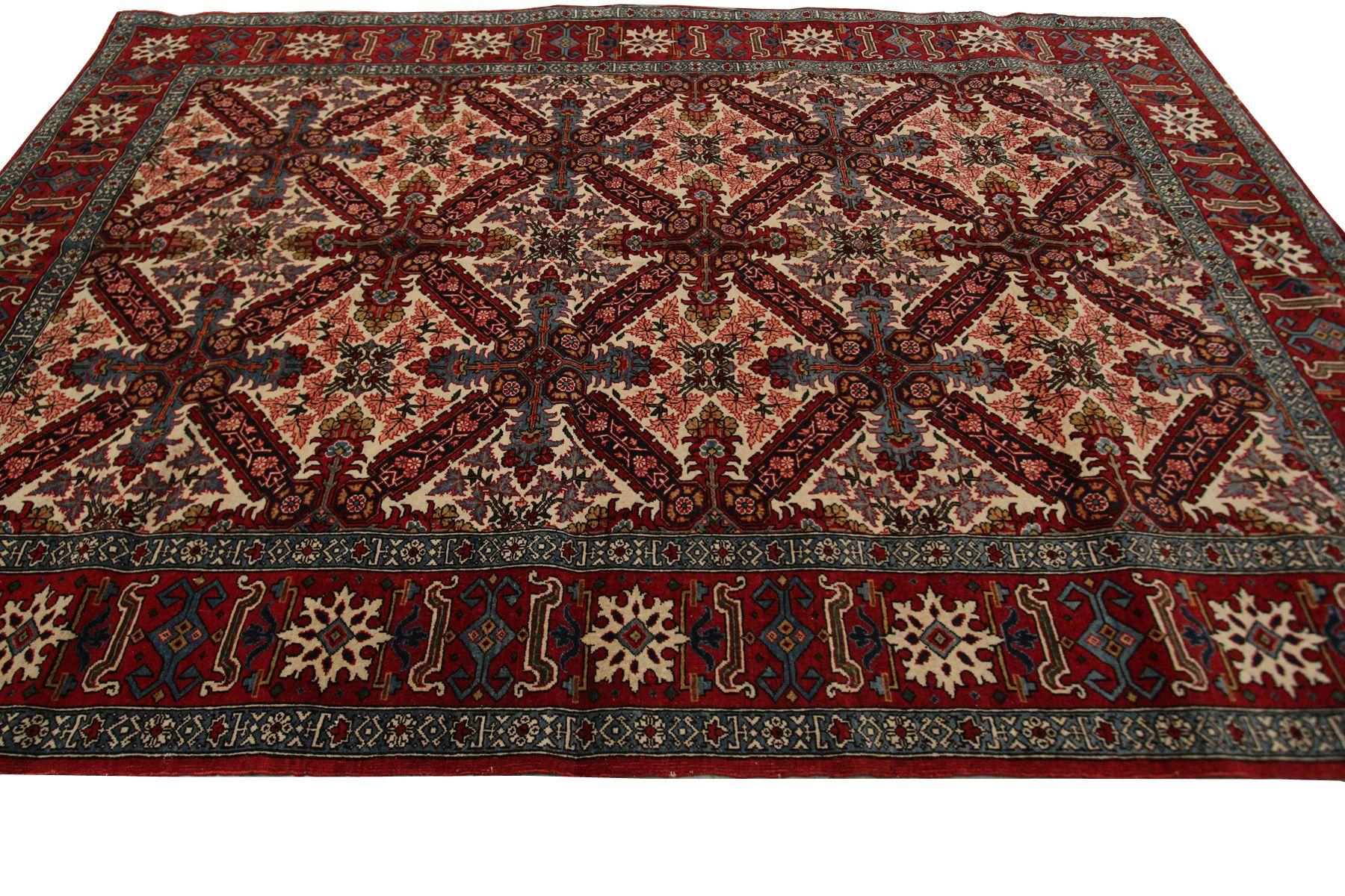 Hand-Knotted Vintage Ahmad Esfahan Rug Fine Persian Rug Esfahan Rug Geometric Overall For Sale