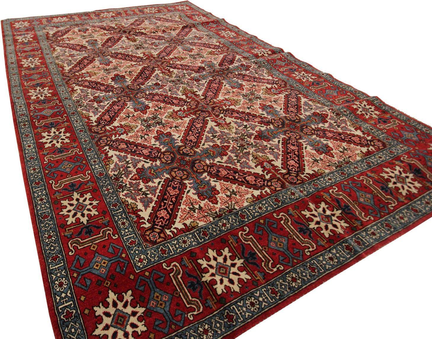 Vintage Ahmad Esfahan Rug Fine Persian Rug Esfahan Rug Geometric Overall In Good Condition For Sale In New York, NY