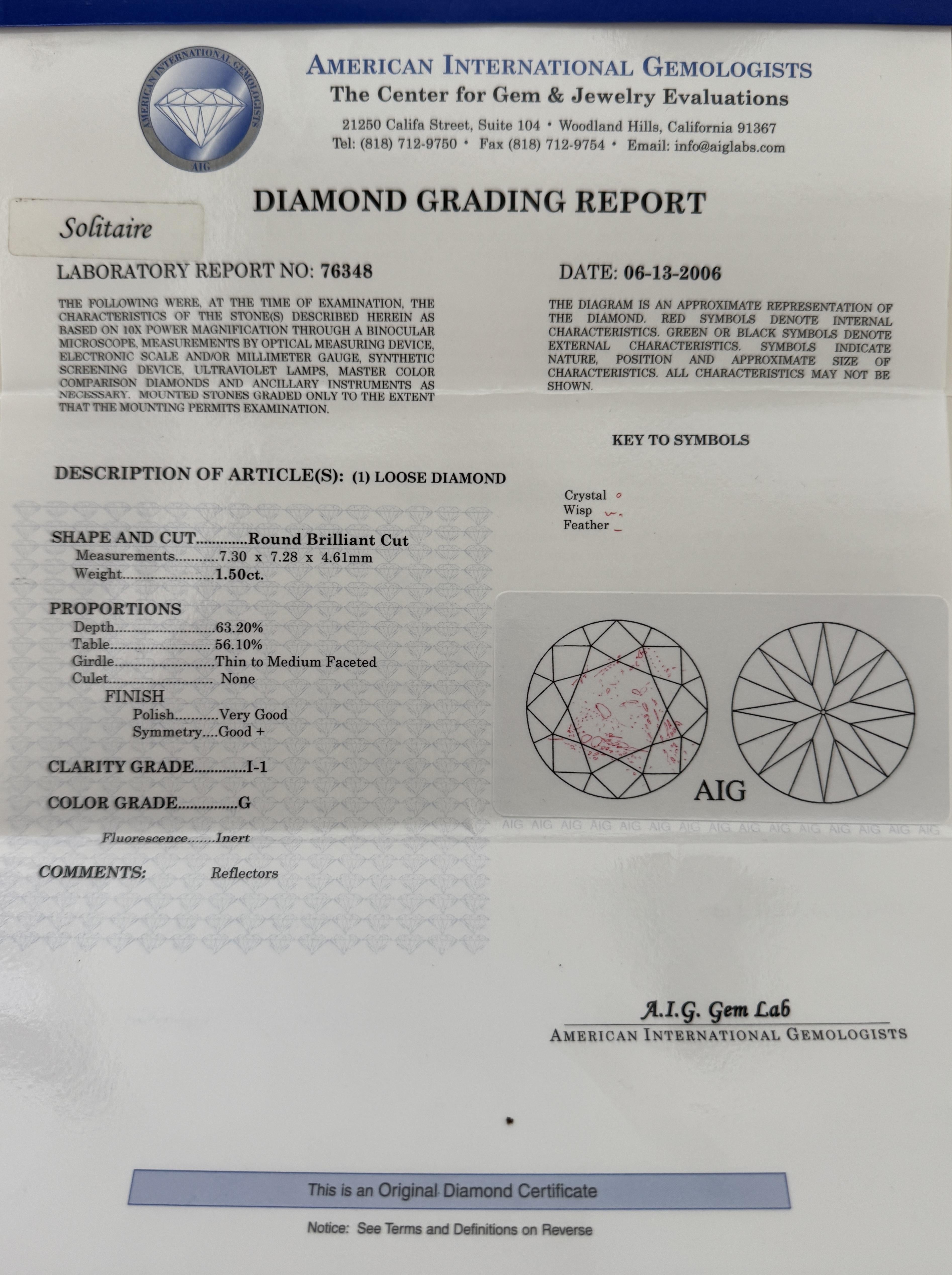 Anello di fidanzamento in platino AIG vintage con diamante rotondo taglio brillante da 1,50 carati in vendita 1