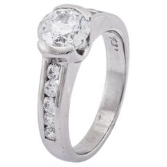 Anello di fidanzamento in platino AIG vintage con diamante rotondo taglio brillante da 1,50 carati