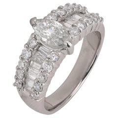 Anillo vintage AIG de platino con diamantes de 1,84 quilates de peso total