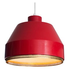 Vintage Aino Aalto Pendant Light "AMA500" in Red Painted Metal, Finland, 1951